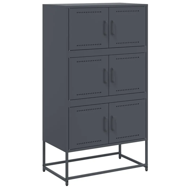 Aparador - Mueble de almacenamiento de acero negro 68,5x38,5x123,5 cm es2339