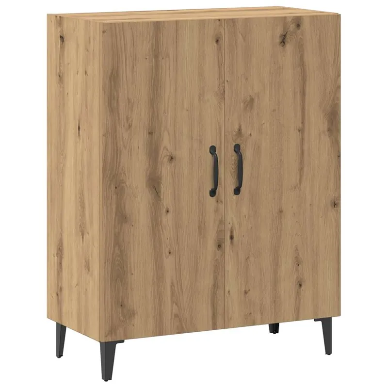 Aparador - Mueble de almacenamiento madera contrachapada color roble ahumado 70x34x90 cm es4267