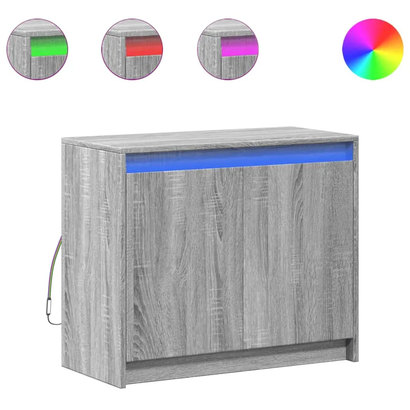 Aparador - Mueble de almacenamiento con LED madera de ingeniería roble Sonoma 72x34x61 cm es1890