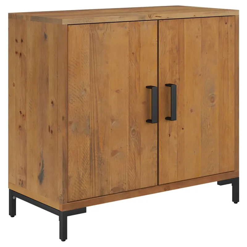 Aparador - Mueble de almacenamiento de madera maciza de pino marrón 75x35x70 cm es3978