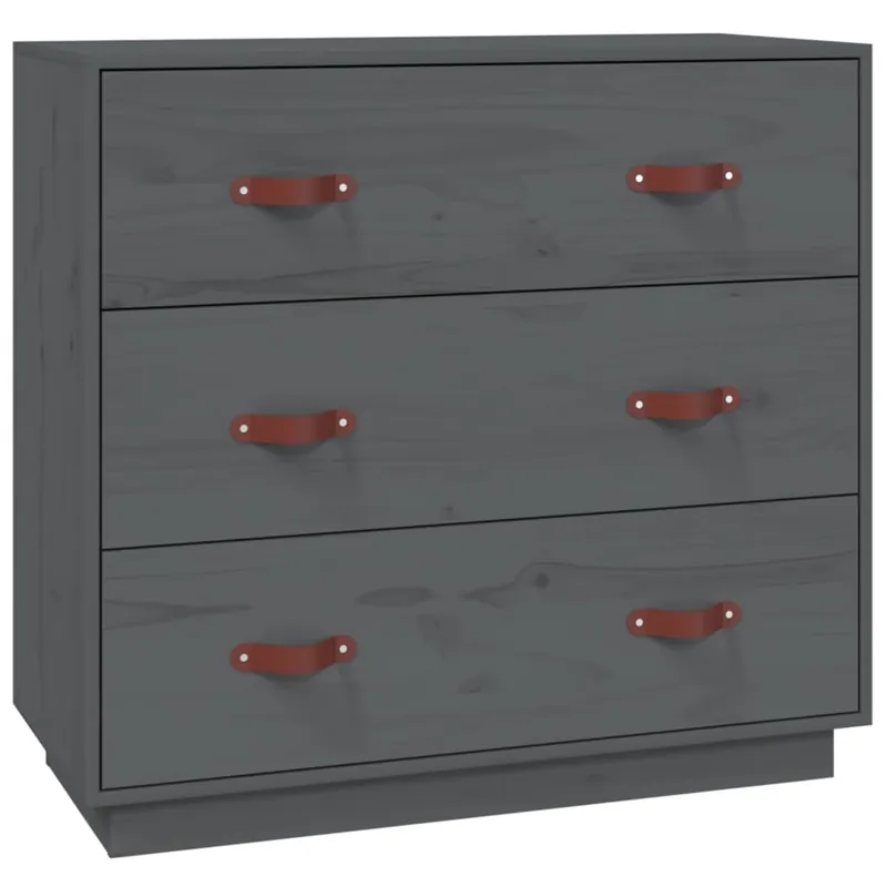 Aparador - Mueble de almacenamiento madera maciza de pino gris 80x40x75 cm es4652