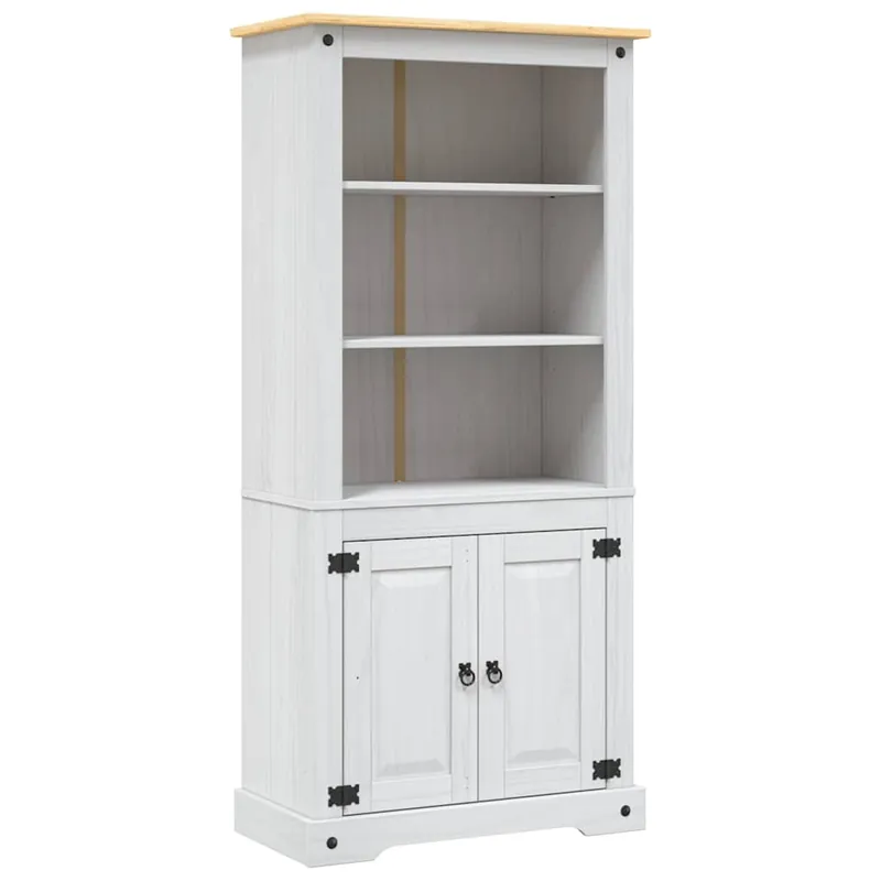Aparador - Mueble de almacenamiento Range de pino mexicano blanco 80x40x170 cm es2145