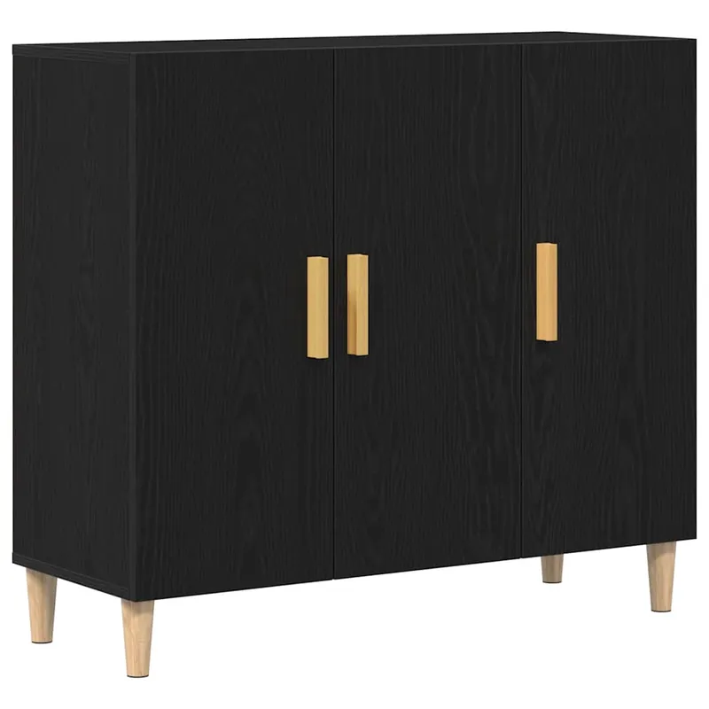 Aparador - Mueble de almacenamiento Roble Negro 90 x 34 x 80 cm Madera de ingeniería es5023
