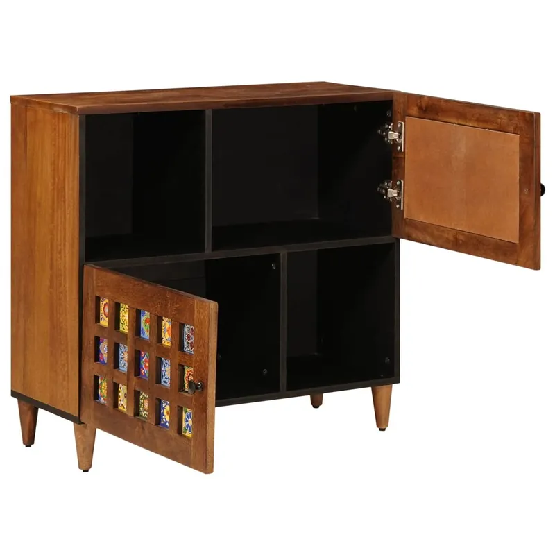Aparador - Mueble de almacenamiento Nogal 80 x 33 x 75 cm Madera de mango maciza es4826