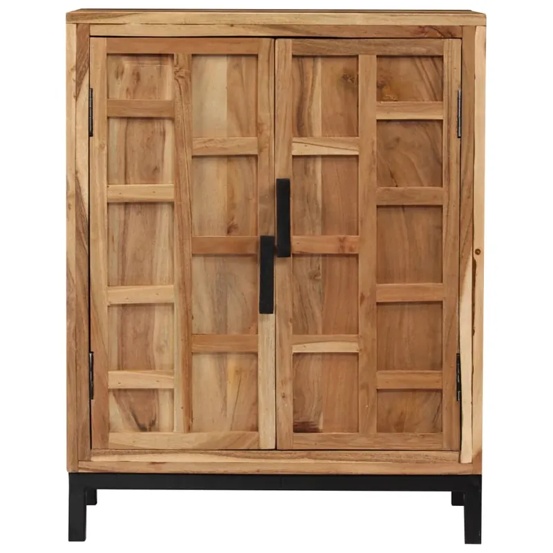 Aparador - Mueble de almacenamiento de madera maciza de acacia marrón 60x35x76 cm es3858