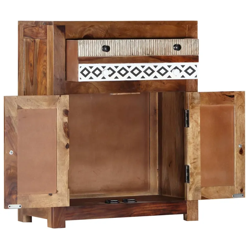 Aparador - Mueble de almacenamiento de madera maciza de acacia 60x30x75 cm es3854