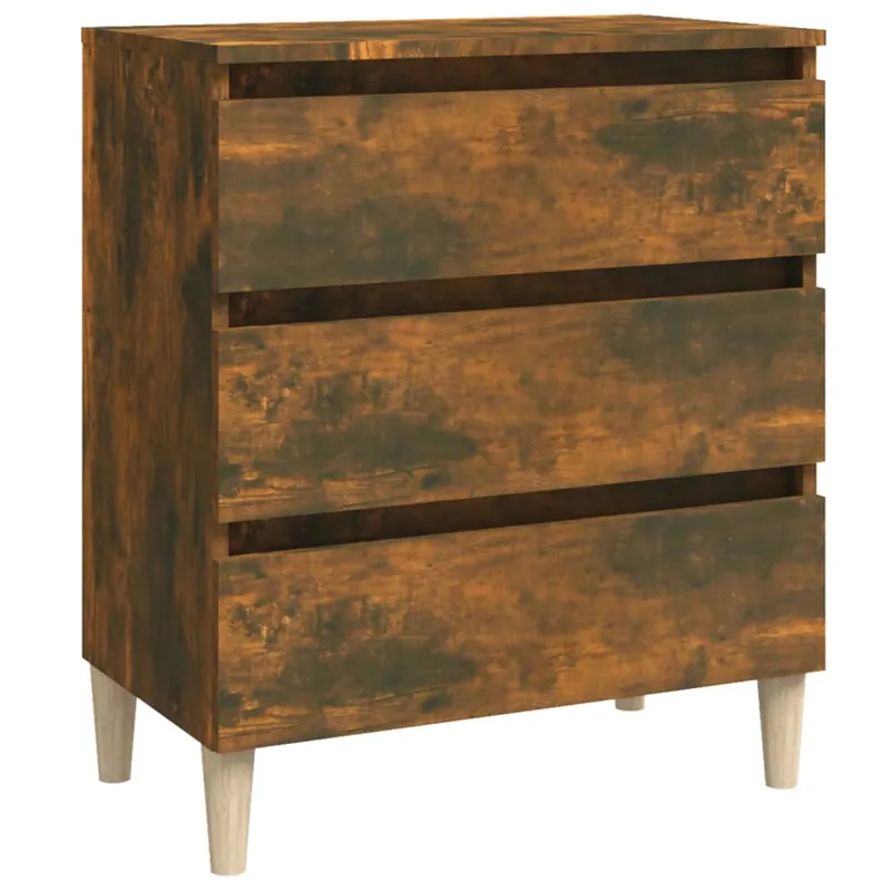 Aparador - Mueble de almacenamiento madera contrachapada color roble ahumado 60x35x69 cm es4237
