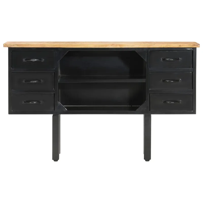 Aparador - Mueble de almacenamiento de madera maciza de mango rugosa y acero 110x30x65 cm es3900
