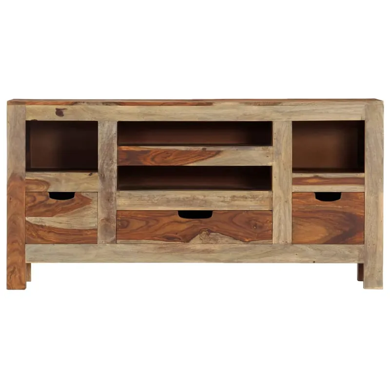 Aparador - Mueble de almacenamiento de madera maciza de acacia gris 100x30x50 cm es3857