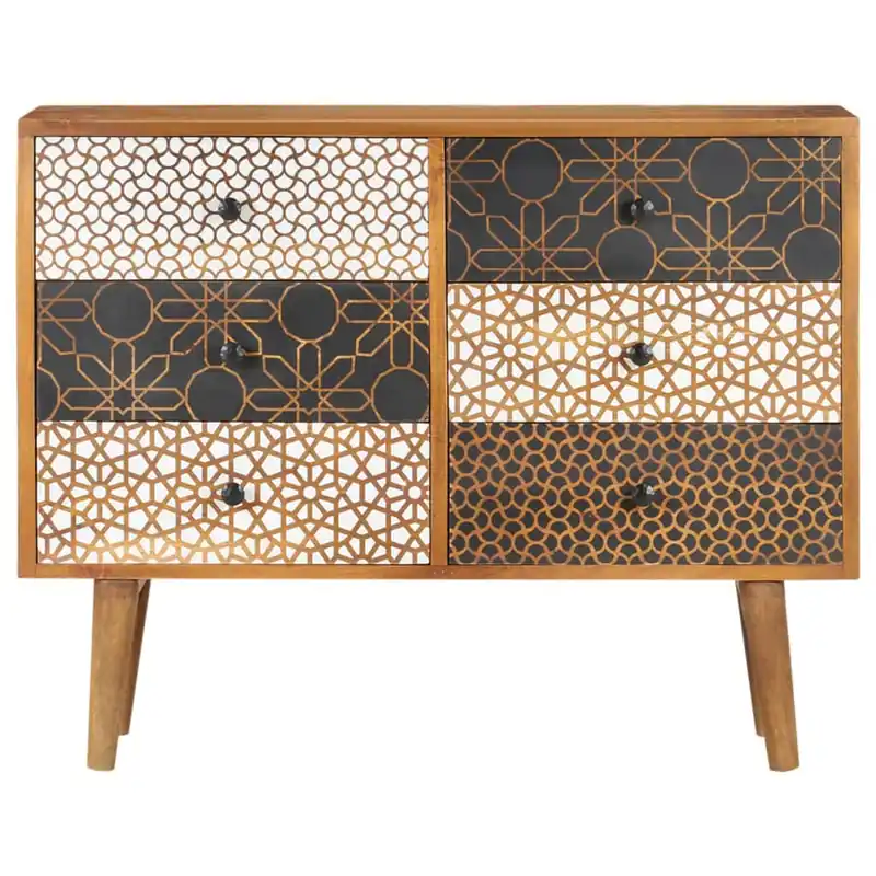 Aparador - Mueble de almacenamiento con estampado madera maciza de mango 90x30x70 cm es1865