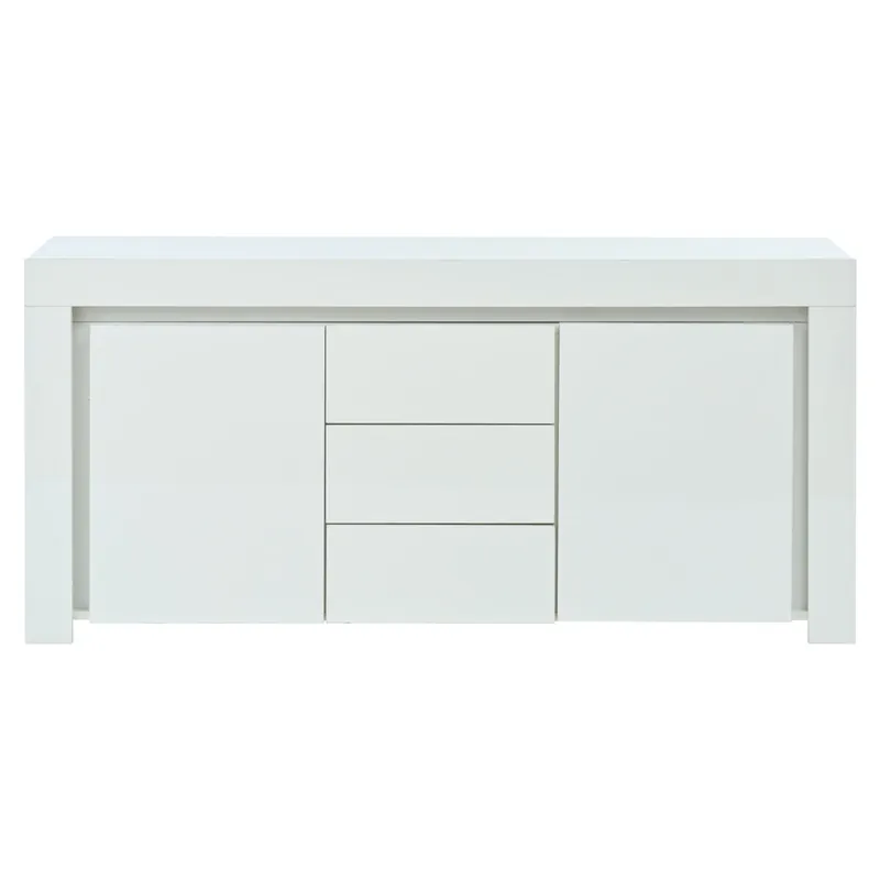 Aparador 140x40x65 cm - 3 cajones, 2 puertas, con LED - Blanco
