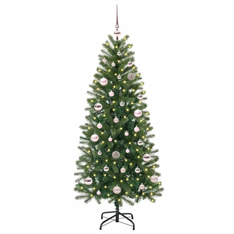 Árbol de Navidad artificial con 150 LED Verde 150 cm PE y PVC - Decoración