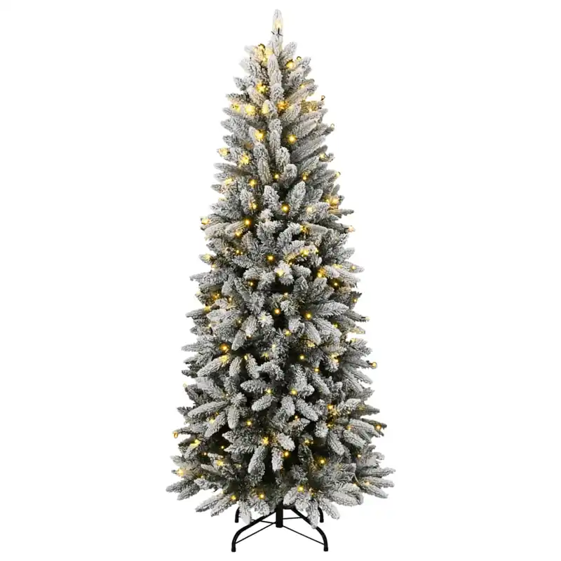 Árbol de Navidad artificial con 300 LEDs y nieve flocada 210 cm - Decoración