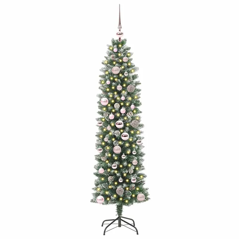 Árbol Navideño Artificial Delgado con 150 LED verde y 150 cm - Decoración