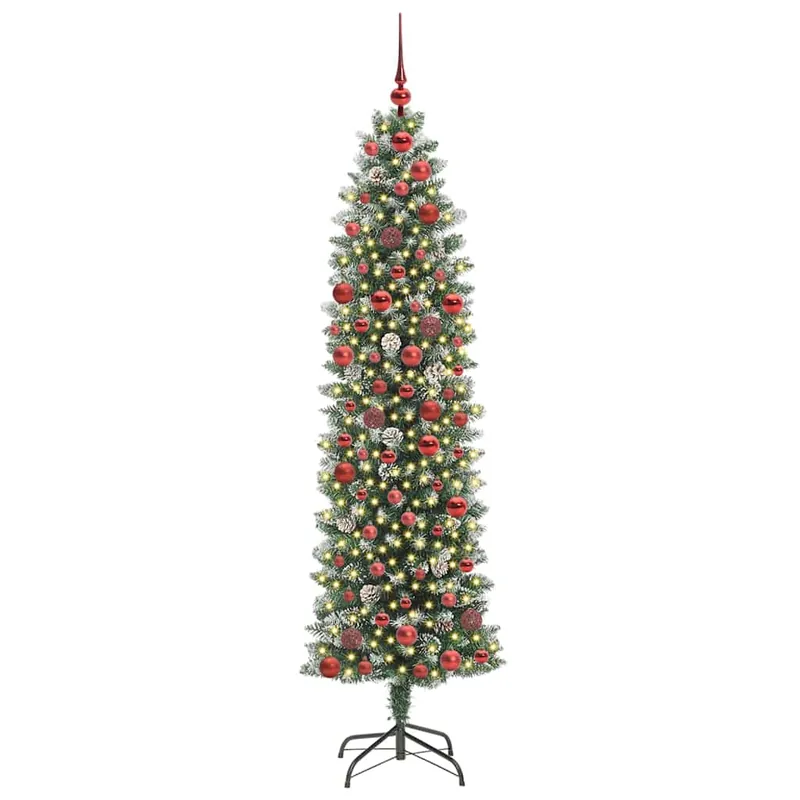 Árbol Navideño Artificial Delgado con 300 LED verde y 180 cm - Decoración