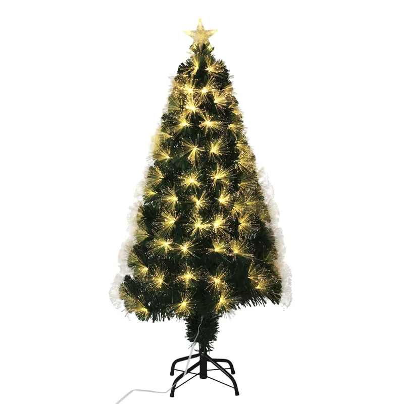 Well Home Árbol de Navidad de fibra óptica con 130 Luces LED Blanco cálido y estrella 58x58x120cm - Decoración