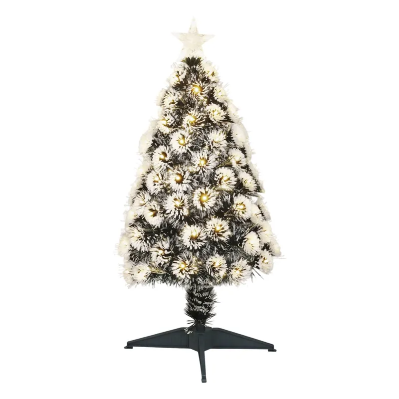 Well Home Árbol de Navidad de fibra óptica con 95 Luces LED Blanco cálido y 8 funciones de color H.90cm - Decoración