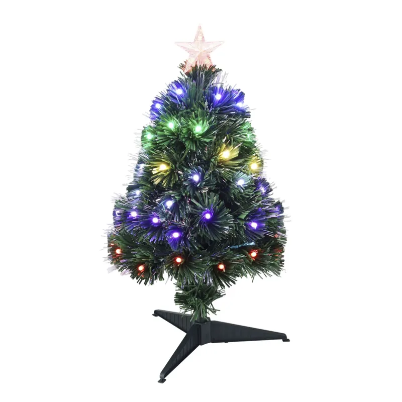 Well Home Árbol de Navidad de fibra óptica con 60 Luces LED RGB y 8 funciones de color H.60cm - Decoración