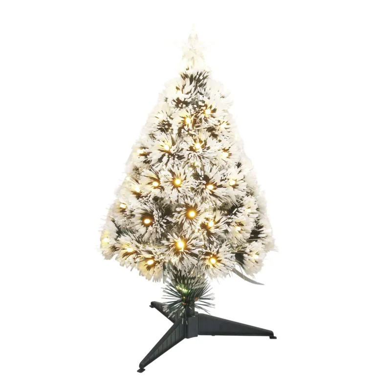 Well Home Árbol de Navidad de fibra óptica con 60 Luces LED Blanco cálido y 8 funciones de color H.60cm - Decoración