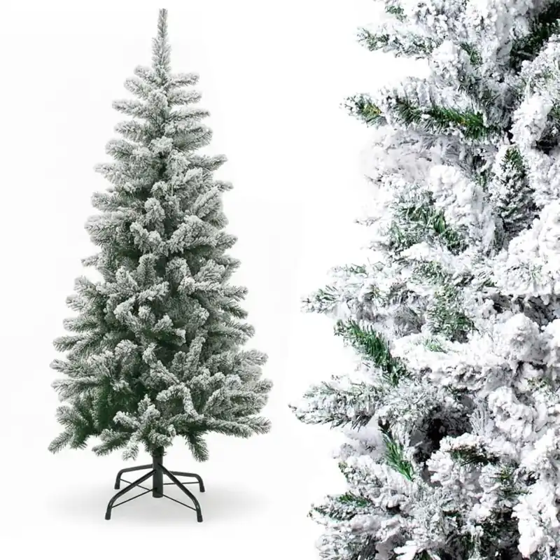 Árbol de Navidad Nevado 150cm Artificial de Lujo Ramas Frondosas de PVC Efecto Nieve Premium - Decoración