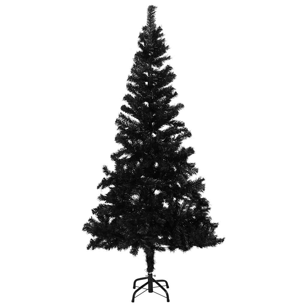 Árbol de Navidad - Árbol navideño preiluminado con luces y bolas negro 180 cm