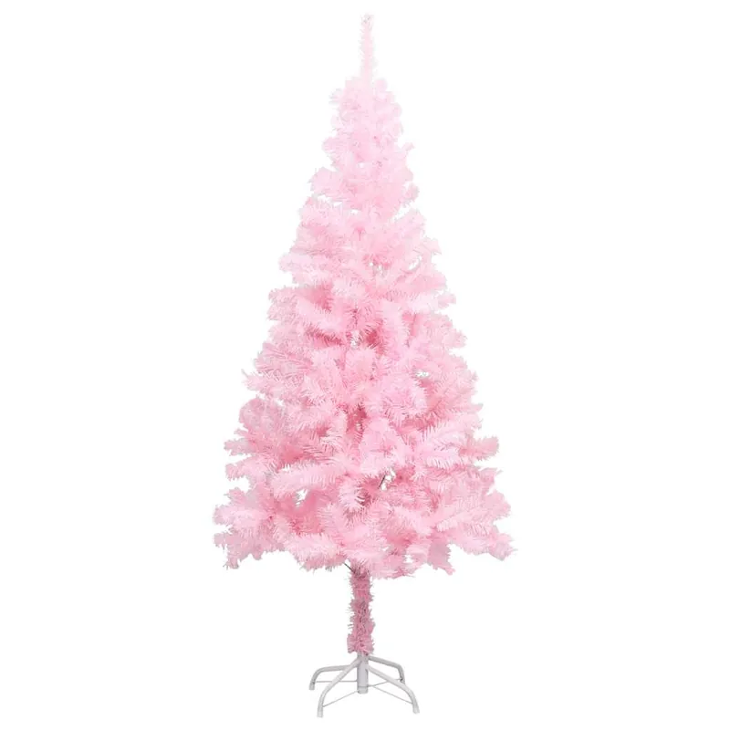 Árbol de Navidad - Árbol navideño preiluminado con luces y bolas rosa 150 cm