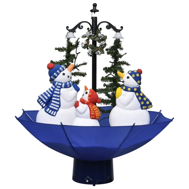 Árbol de Navidad - Árbol navideño con nieve con base de paraguas PVC azul 75 cm