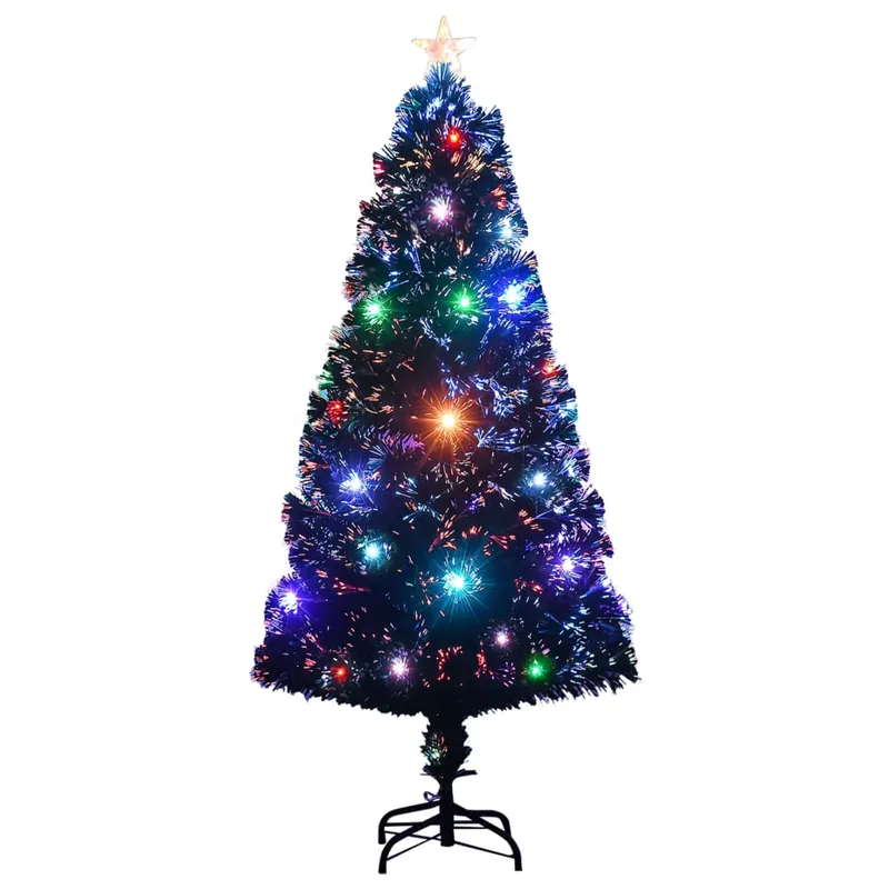 Árbol de Navidad - Árbol navideño con luces y soporte fibra óptica 120 cm
