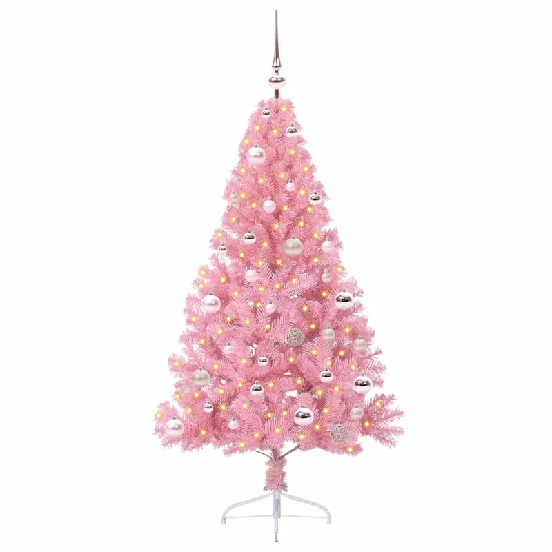 Árbol de Navidad - Árbol navideño Artificial Preiluminado Rosa 150 cm PVC
