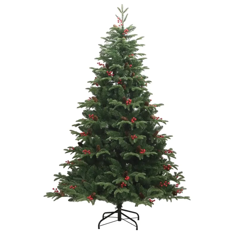Árbol de Navidad - Árbol navideño artificial con piñas y bayas 180 cm