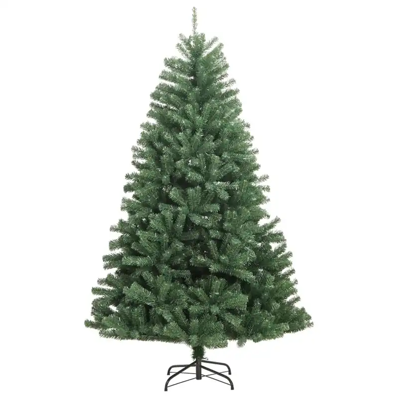 Árbol de Navidad - Árbol navideño artificial con bisagras y soporte verde 210 cm