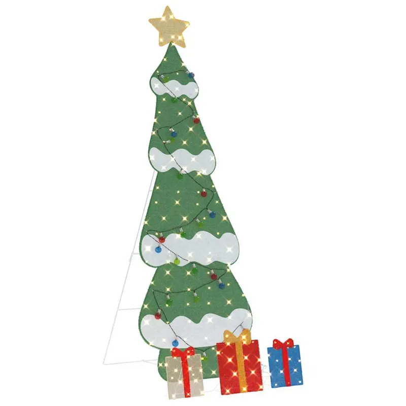 Árbol de Navidad - Árbol navideño iluminado con 3 cajas de regalo 2D blanca cálida