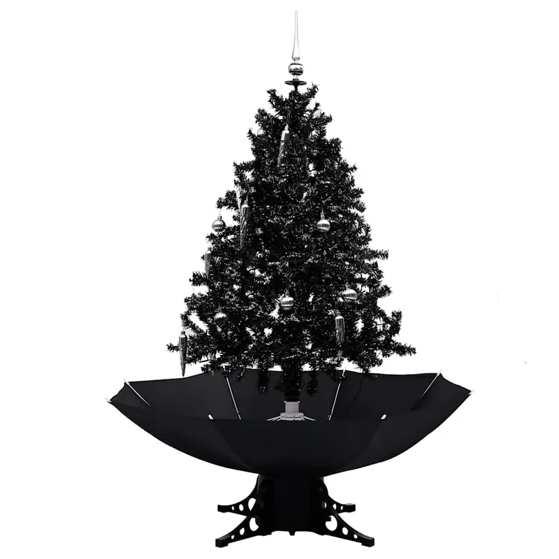 Árbol de Navidad - Árbol navideño con nieve y base de paraguas PVC negro 140cm