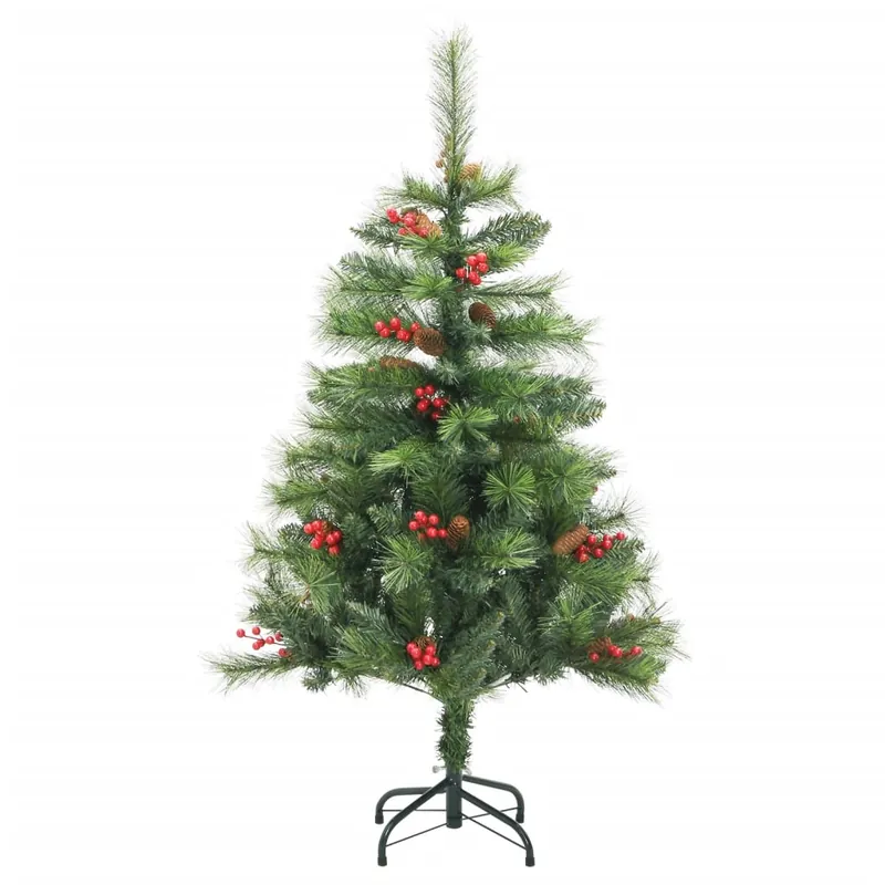 Árbol de Navidad - Árbol navideño artificial con piñas y bayas 150 cm