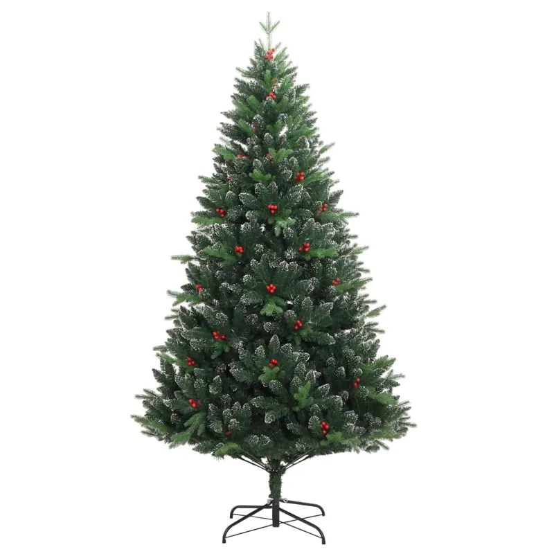 Árbol de Navidad - Árbol navideño artificial con bisagras y frutos rojos 180 cm