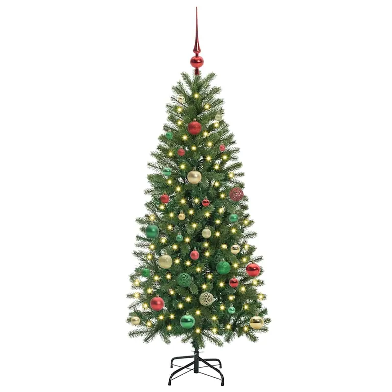 Árbol de Navidad - Árbol navideño artificial con 150 LED Verde 150 cm PE y PVC