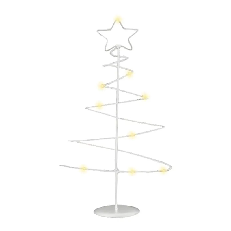 Well Home Árbol Navideño decorativo de Metal Blanco con Estrella con 46 Luces LED y Temporizador 53x24x10cm - Decoración