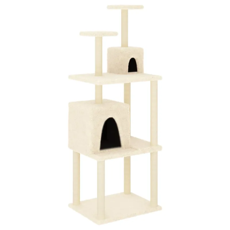 vidaXL Rascador para gatos con postes de sisal color crema 167 cm - Jardín