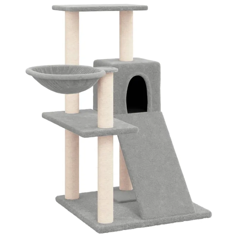 vidaXL Rascador para gatos con postes de sisal gris claro 82 cm - Jardín
