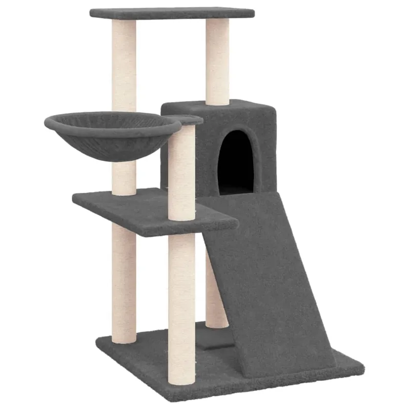 vidaXL Rascador para gatos con postes de sisal gris oscuro 82 cm - Jardín