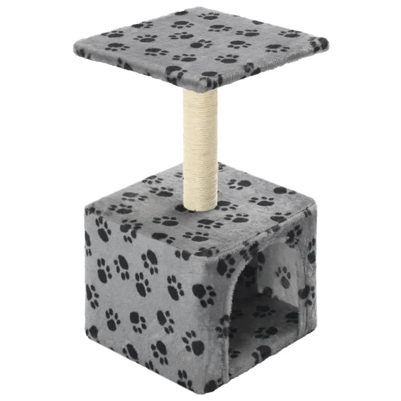 vidaXL Rascador para gatos con poste de sisal 55 cm huellas gris - Jardín