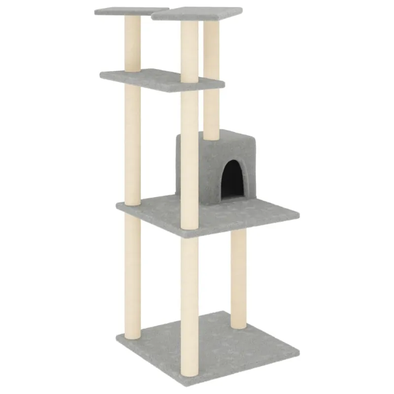 vidaXL Rascador para gatos con postes de sisal gris claro 123 cm - Jardín