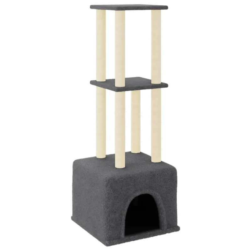 vidaXL Rascador para gatos con postes de sisal gris oscuro 133,5 cm - Jardín