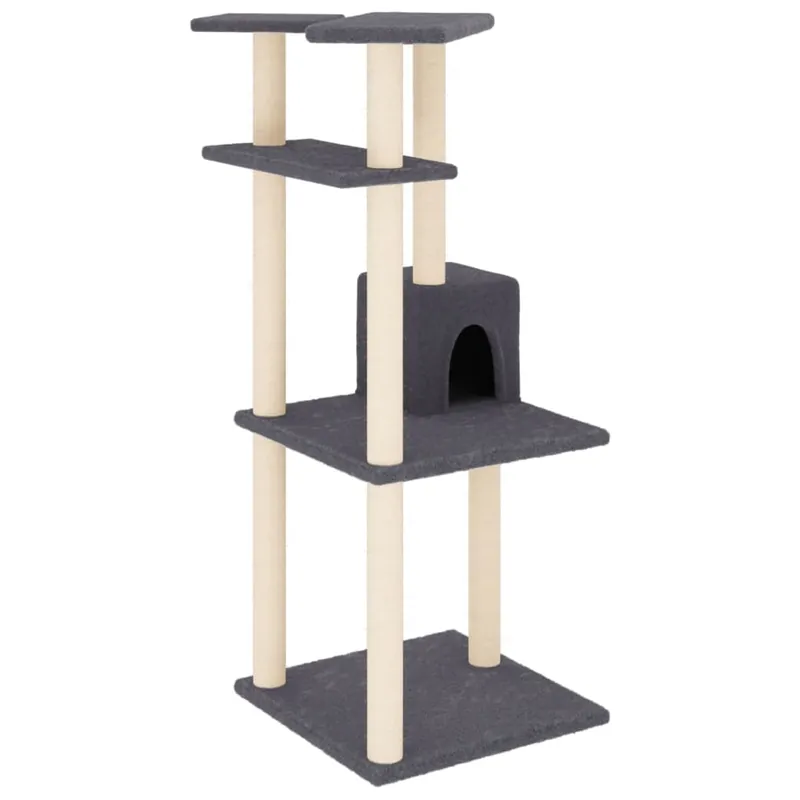 vidaXL Rascador para gatos con postes de sisal gris oscuro 123 cm - Jardín