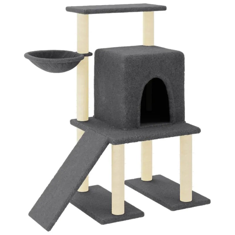 vidaXL Rascador para gatos con postes de sisal gris oscuro 96,5 cm - Jardín
