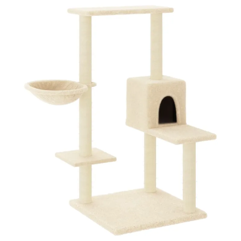 vidaXL Rascador para gatos con postes de sisal color crema 95 cm - Jardín