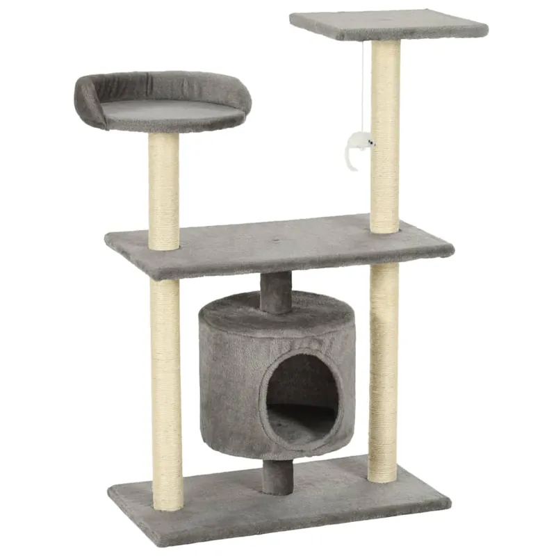 vidaXL Rascador para gatos con postes rascadores de sisal 95 cm gris - Jardín