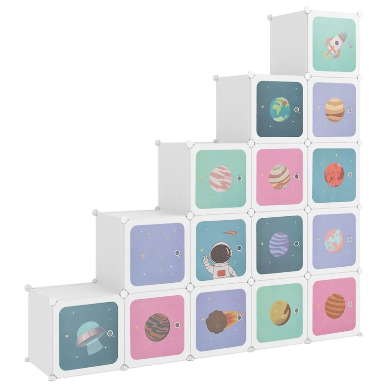 vidaXL Estantería de cubos infantil con 15 compartimentos blanco PP - Bebé