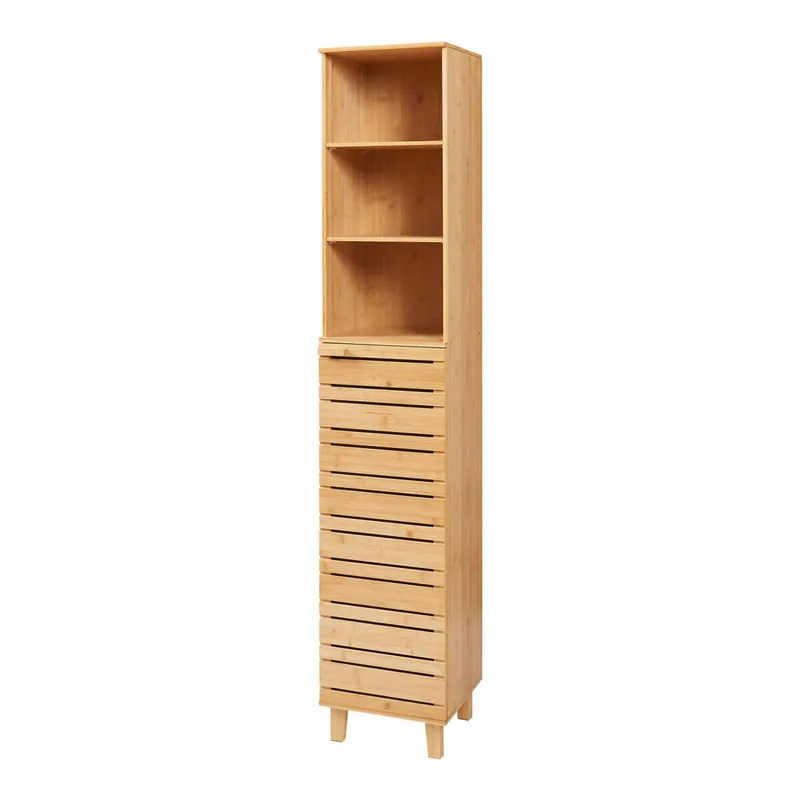 Armario alto de baño Epind 180x33x30 cm bambú [en.casa]