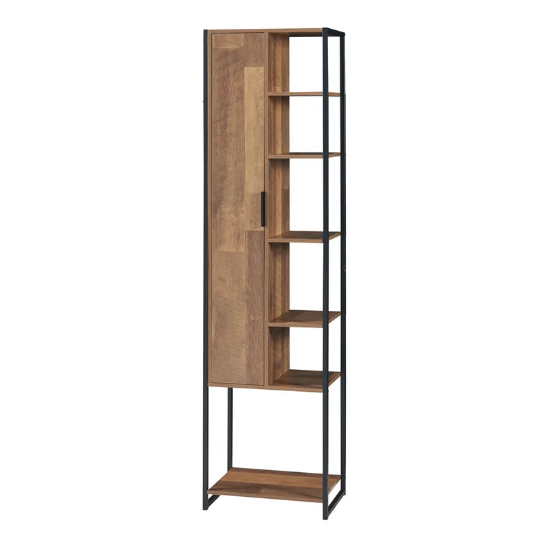 Armario alto Namsskogan con puerta 165x42,5x30cm - Efecto nogal [en.casa]